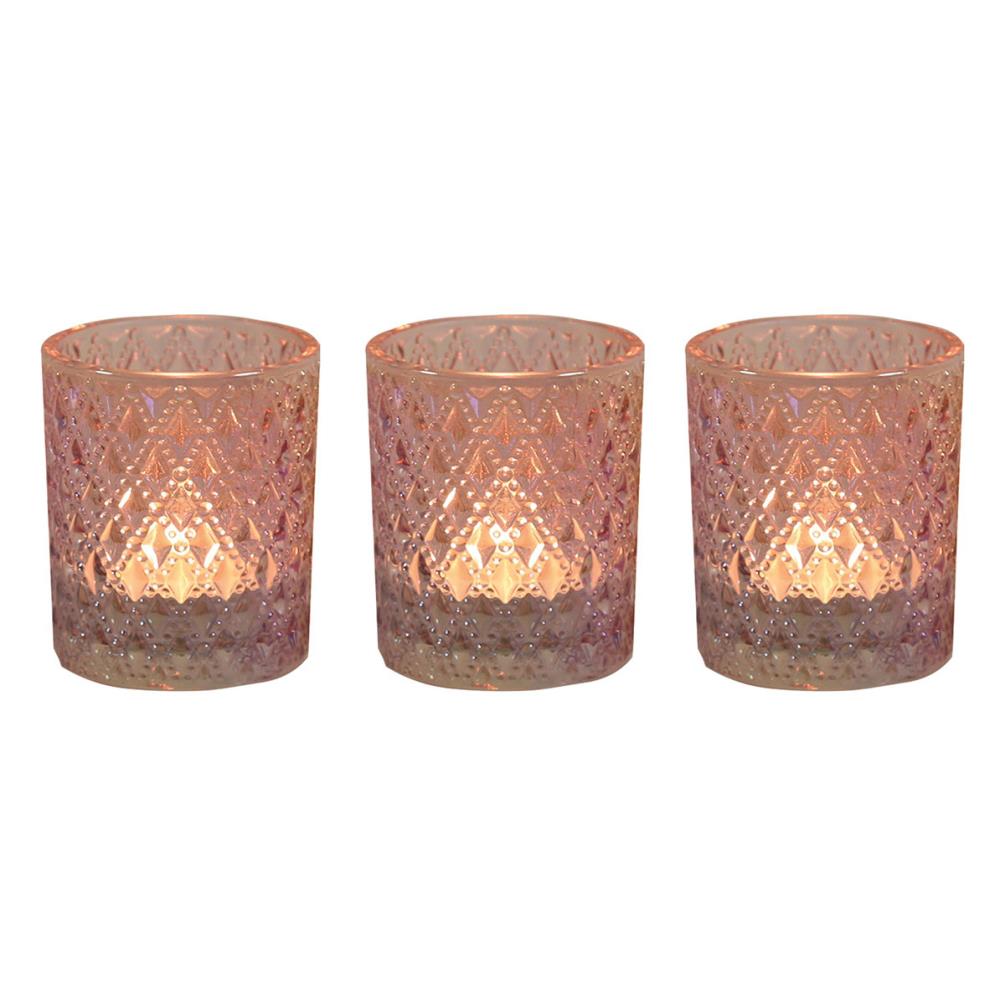 Aroma Pink Lustre 3 Tealight & Votive Holder Set Extra Image 1